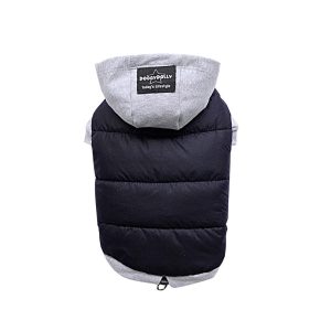 Parka Negra Impermeable con Capucha Gris