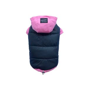 Parka impermeable Rosa y negra con Gorro