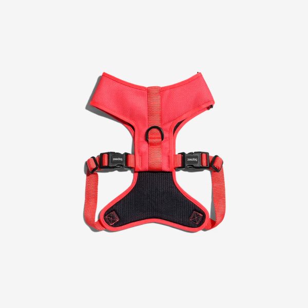 Neon Coral Air Mesh Harness Zee.Dog 2