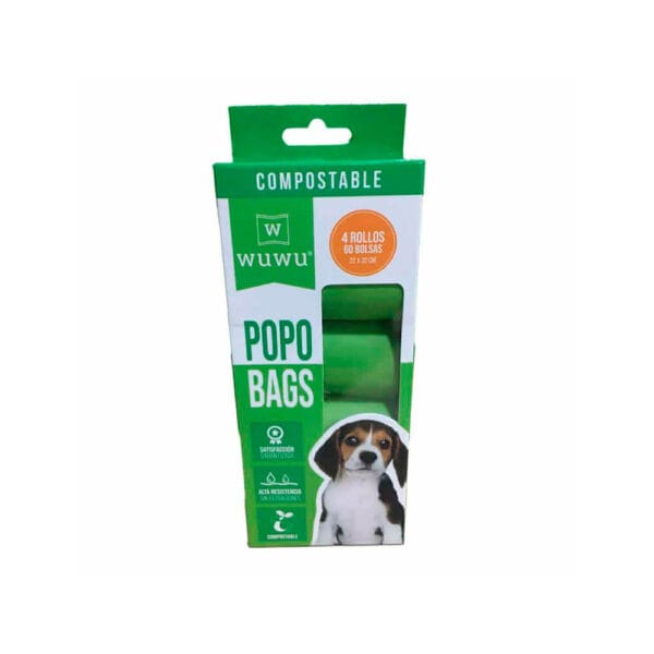 WUWU POPO BAGS 4 ROLLOS COMPOSTABLE