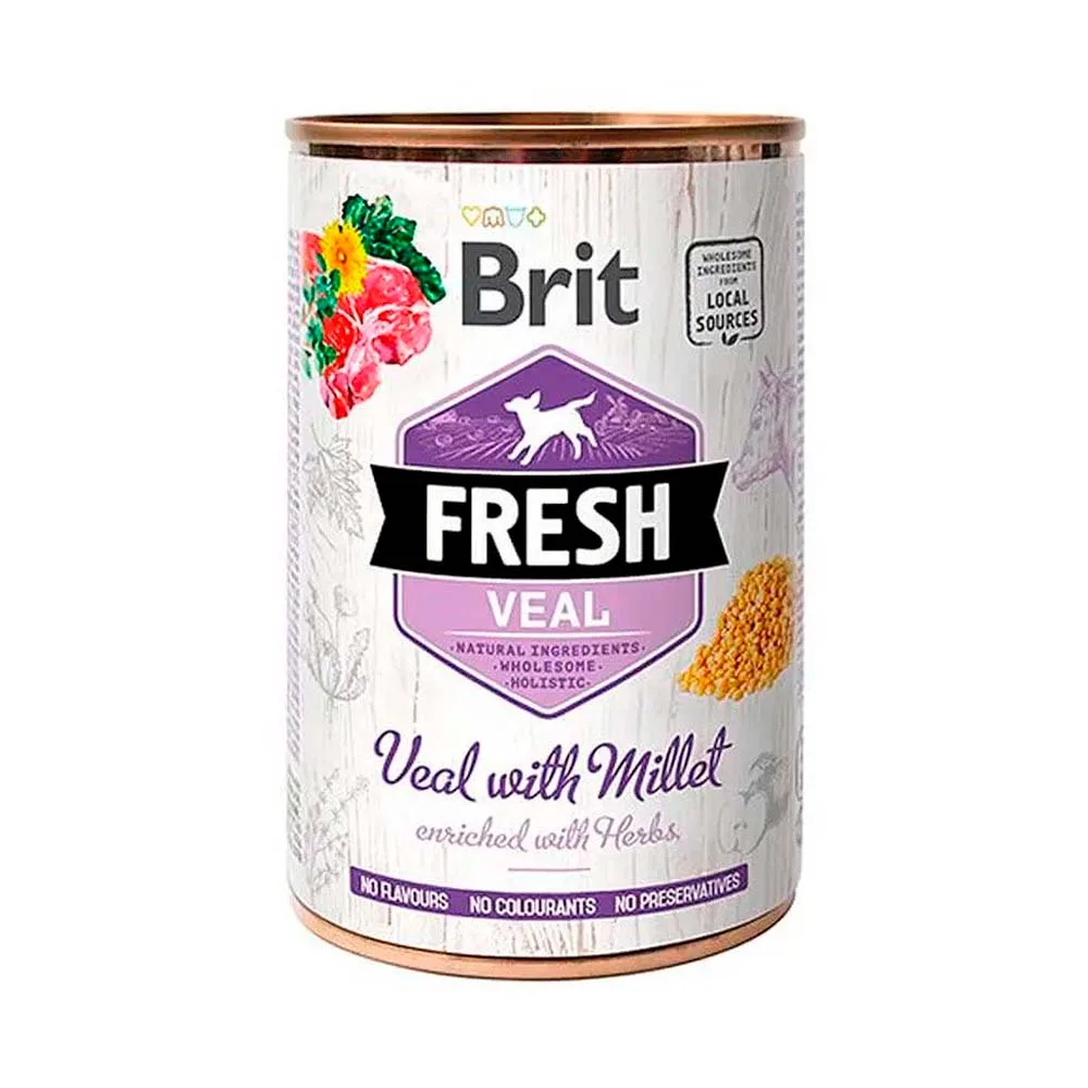 LATA FRESH EAL WITH MILLET 400 G BRIT Lata Fresh Veal With Millet 400 G Brit - Imagen 1