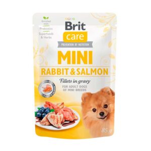 Pouche BritCare Mini Rabbit & Salmon Fillets In Gravy 85 Gr