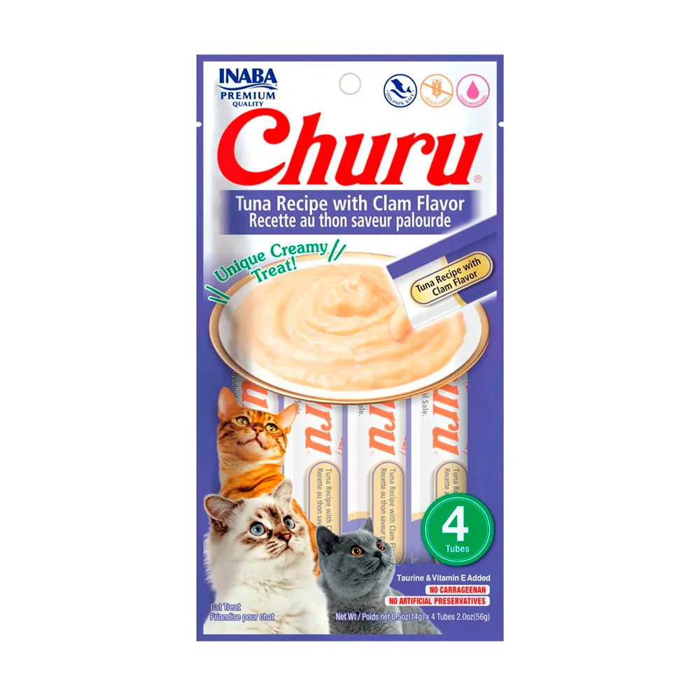 CHURU GATO ATUN CON ALMEJA 4 TUBOS Churu Gato Atún Con Almeja 4 Tubos - Imagen 1