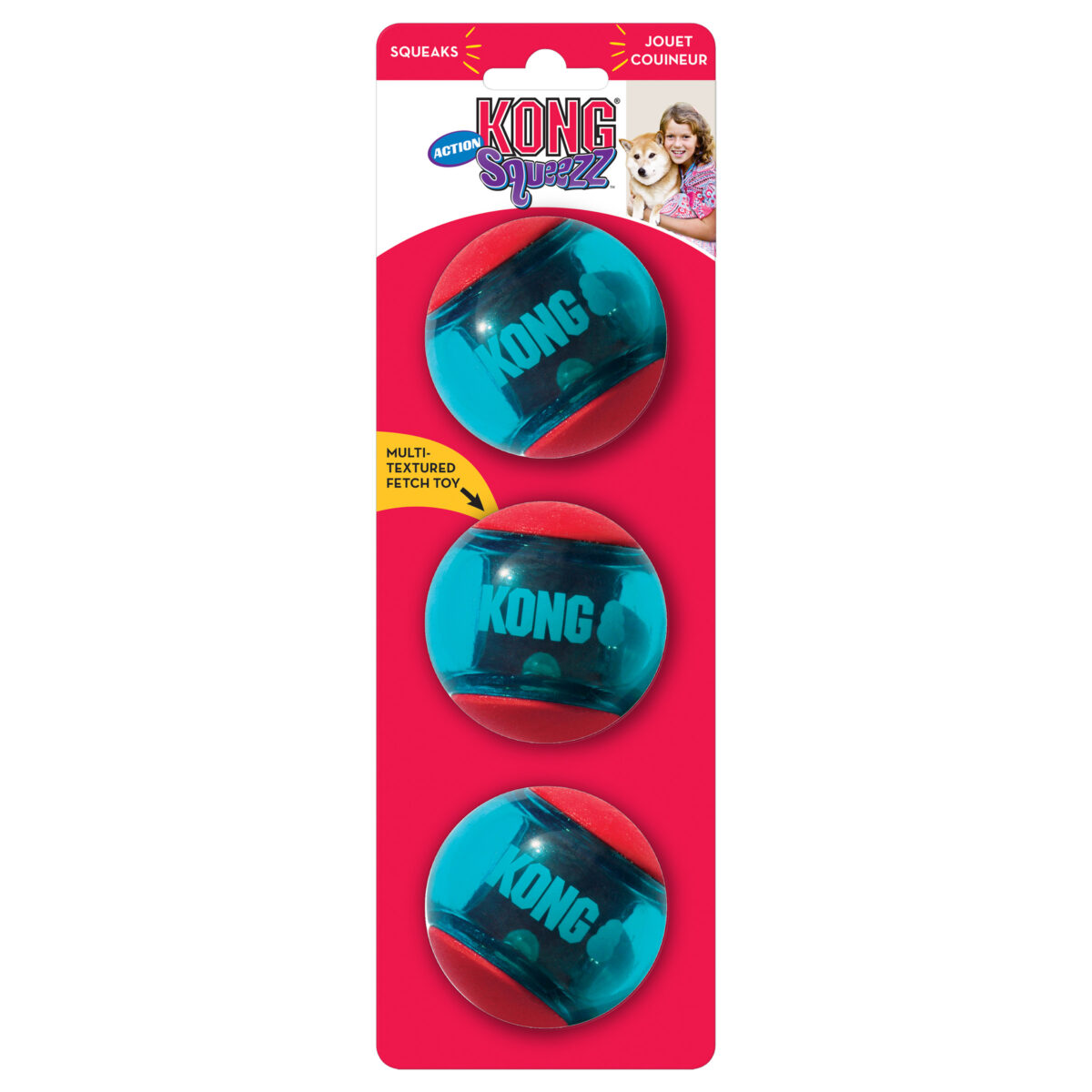 Kong Squeezz Action Ball Red 3 Unidades Talla M - Imagen 1