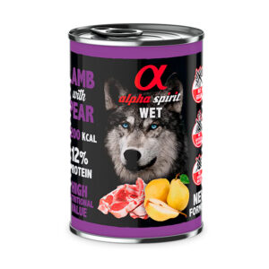 Lata Alpha Spirit Perro Cordero Con Pera 400 Gr