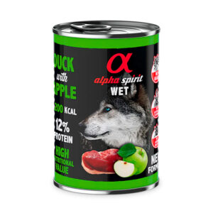 Lata Alpha Spirit Perro Pato Con Manzana Verde 400 Gr