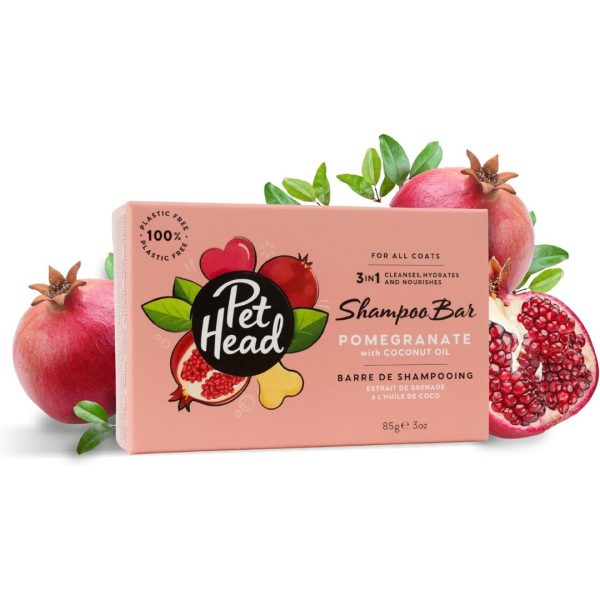 SHAMPOO EN BARRA 3 EN 1 GRANADA Y ACEITE DE COCO PET HEAD 85 GR