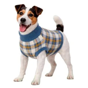 SWEATER TEJIDO CUADRO AZUL