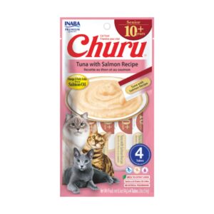 CHURU GATO SENIOR 10+ ATUN Y SALMON 4 TUBOS