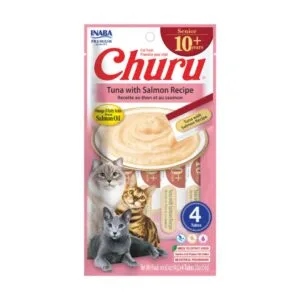 CHURU GATO SENIOR 10+ ATUN Y SALMON 4 TUBOS